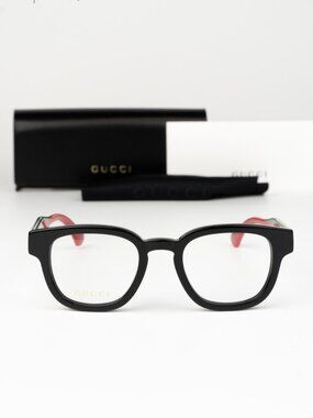 Gucci Men Eyeglasses Black Green Demo Square GG1992O 001 NEW AUTHENTIC